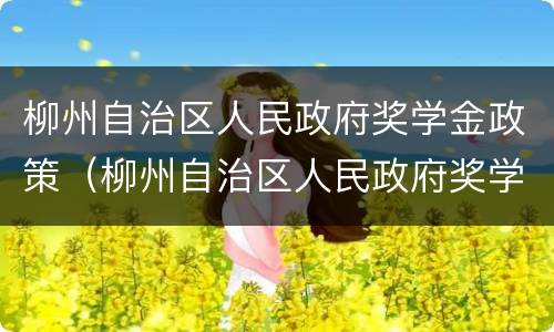 柳州自治区人民政府奖学金政策（柳州自治区人民政府奖学金政策）