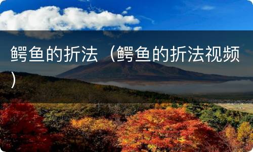 鳄鱼的折法（鳄鱼的折法视频）