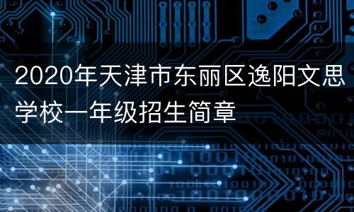 2020年天津市东丽区逸阳文思学校一年级招生简章
