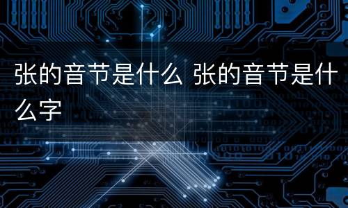 张的音节是什么 张的音节是什么字
