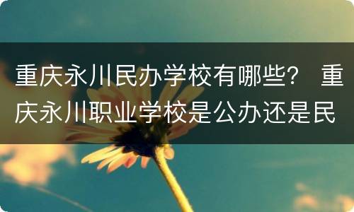 重庆永川民办学校有哪些？ 重庆永川职业学校是公办还是民办