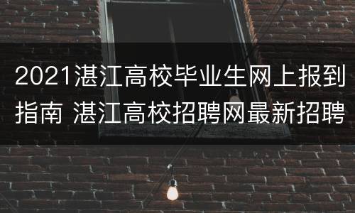 2021湛江高校毕业生网上报到指南 湛江高校招聘网最新招聘