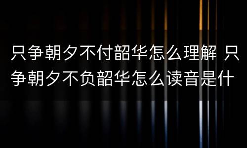 只争朝夕不付韶华怎么理解 只争朝夕不负韶华怎么读音是什么意思