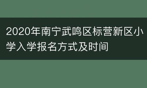 2020年南宁武鸣区标营新区小学入学报名方式及时间