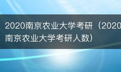 2020南京农业大学考研（2020南京农业大学考研人数）