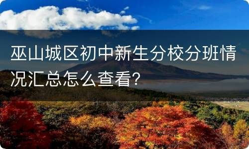 巫山城区初中新生分校分班情况汇总怎么查看？