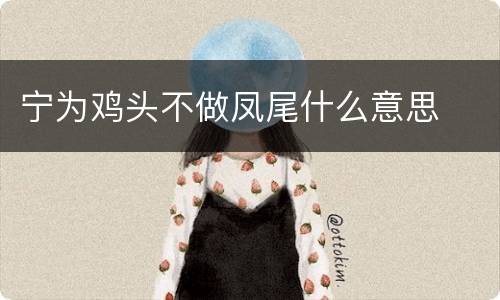 宁为鸡头不做凤尾什么意思