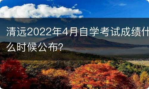 清远2022年4月自学考试成绩什么时候公布？