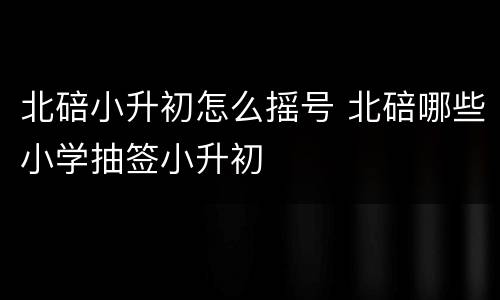 北碚小升初怎么摇号 北碚哪些小学抽签小升初