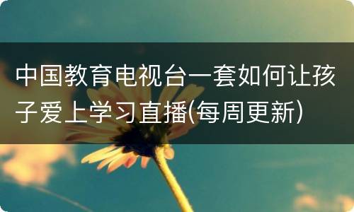 中国教育电视台一套如何让孩子爱上学习直播(每周更新)