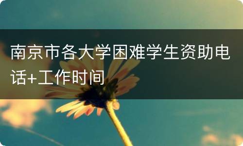 南京市各大学困难学生资助电话+工作时间