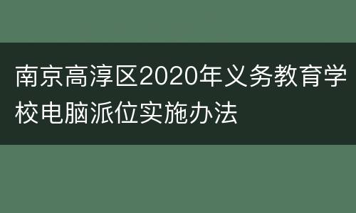 南京高淳区2020年义务教育学校电脑派位实施办法