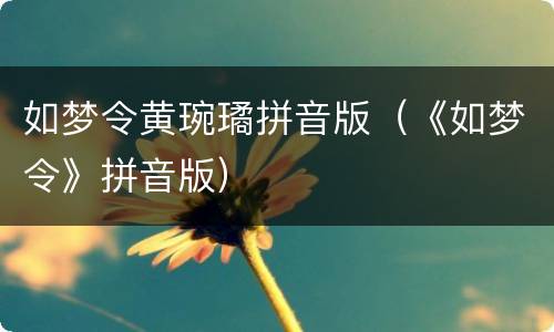 如梦令黄琬璚拼音版（《如梦令》拼音版）