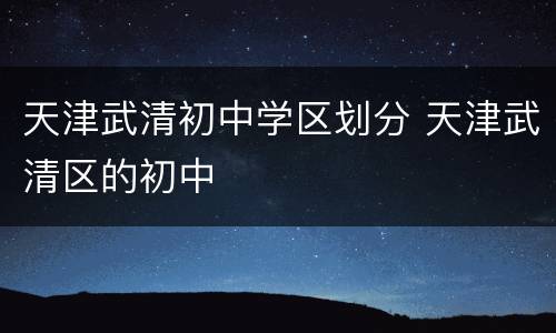 天津武清初中学区划分 天津武清区的初中