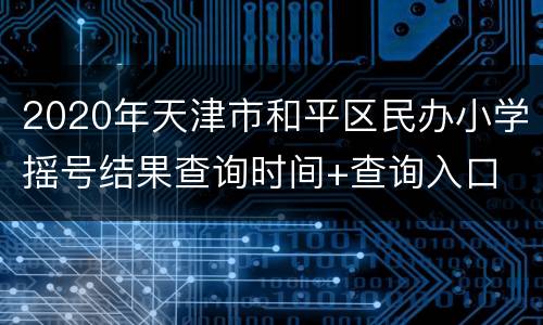2020年天津市和平区民办小学摇号结果查询时间+查询入口