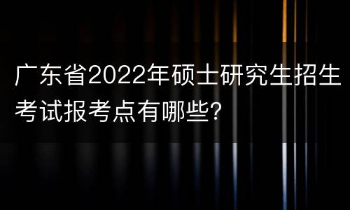 广东省2022年硕士研究生招生考试报考点有哪些？