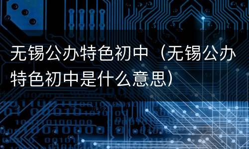 无锡公办特色初中（无锡公办特色初中是什么意思）