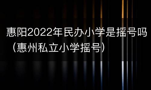 惠阳2022年民办小学是摇号吗（惠州私立小学摇号）