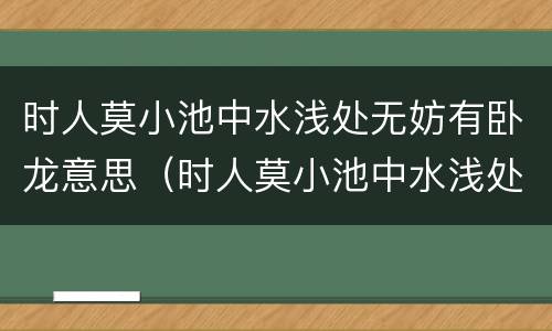 时人莫小池中水浅处无妨有卧龙意思（时人莫小池中水浅处无妨有卧龙意思相近的句子是什么）