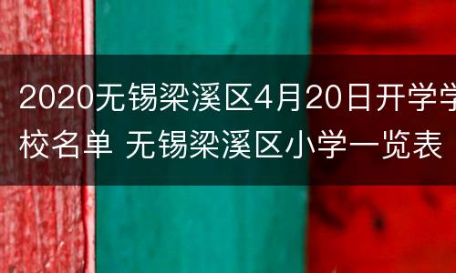 2020无锡梁溪区4月20日开学学校名单 无锡梁溪区小学一览表