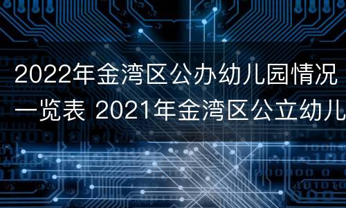 2022年金湾区公办幼儿园情况一览表 2021年金湾区公立幼儿园报名情况