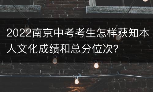 2022南京中考考生怎样获知本人文化成绩和总分位次？