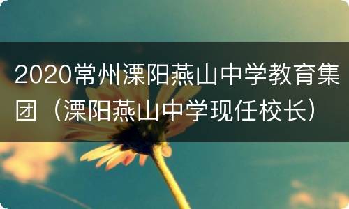 2020常州溧阳燕山中学教育集团（溧阳燕山中学现任校长）