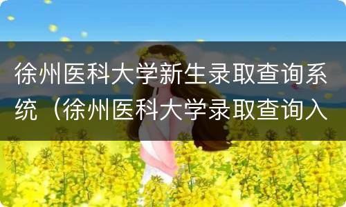 徐州医科大学新生录取查询系统（徐州医科大学录取查询入口）