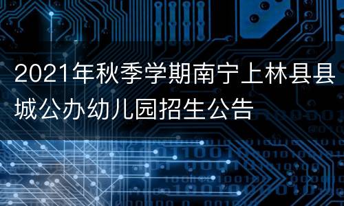 2021年秋季学期南宁上林县县城公办幼儿园招生公告