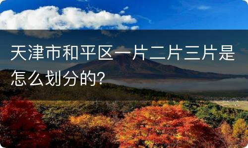 天津市和平区一片二片三片是怎么划分的？