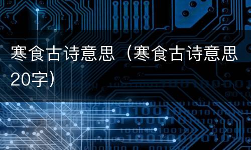 寒食古诗意思（寒食古诗意思20字）