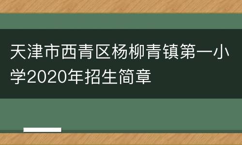 天津市西青区杨柳青镇第一小学2020年招生简章