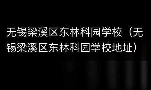 无锡梁溪区东林科园学校（无锡梁溪区东林科园学校地址）