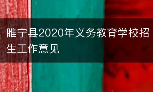 睢宁县2020年义务教育学校招生工作意见