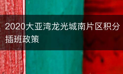 2020大亚湾龙光城南片区积分插班政策
