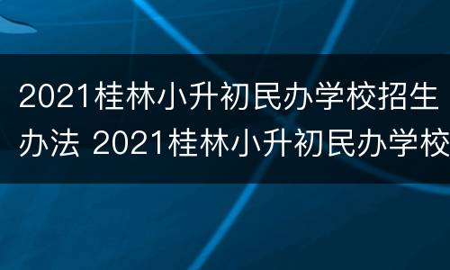 2021桂林小升初民办学校招生办法 2021桂林小升初民办学校招生办法解读