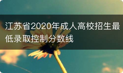 江苏省2020年成人高校招生最低录取控制分数线