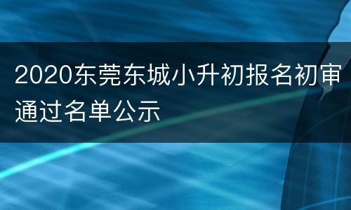 2020东莞东城小升初报名初审通过名单公示