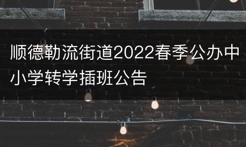 顺德勒流街道2022春季公办中小学转学插班公告