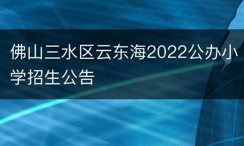 佛山三水区云东海2022公办小学招生公告