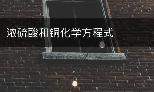 浓硫酸和铜化学方程式