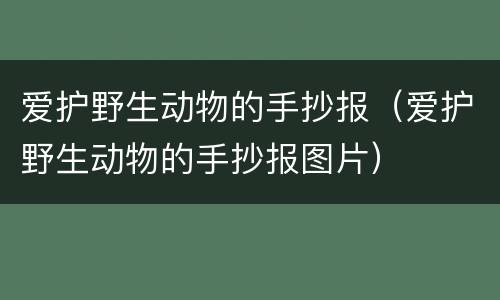 爱护野生动物的手抄报（爱护野生动物的手抄报图片）