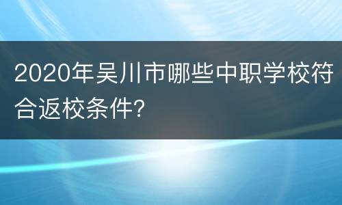 2020年吴川市哪些中职学校符合返校条件？