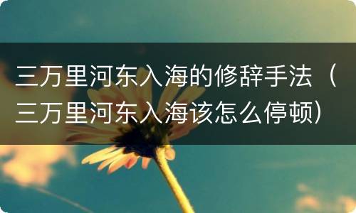 三万里河东入海的修辞手法（三万里河东入海该怎么停顿）