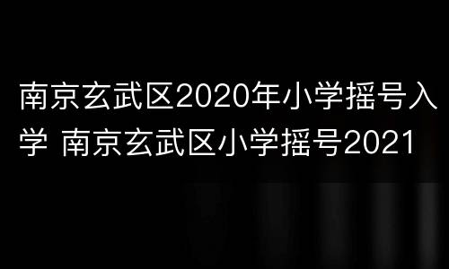 南京玄武区2020年小学摇号入学 南京玄武区小学摇号2021
