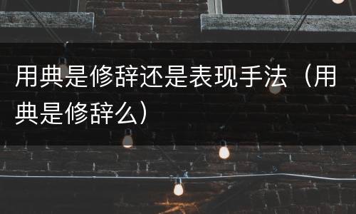 用典是修辞还是表现手法（用典是修辞么）