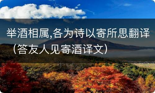 举酒相属,各为诗以寄所思翻译（答友人见寄酒译文）