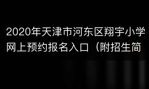 2020年天津市河东区翔宇小学网上预约报名入口（附招生简章）