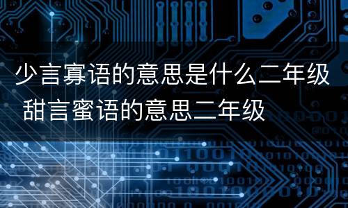 少言寡语的意思是什么二年级 甜言蜜语的意思二年级