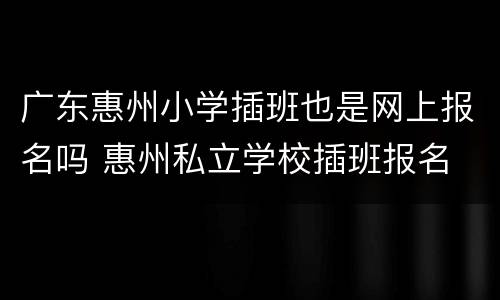 广东惠州小学插班也是网上报名吗 惠州私立学校插班报名